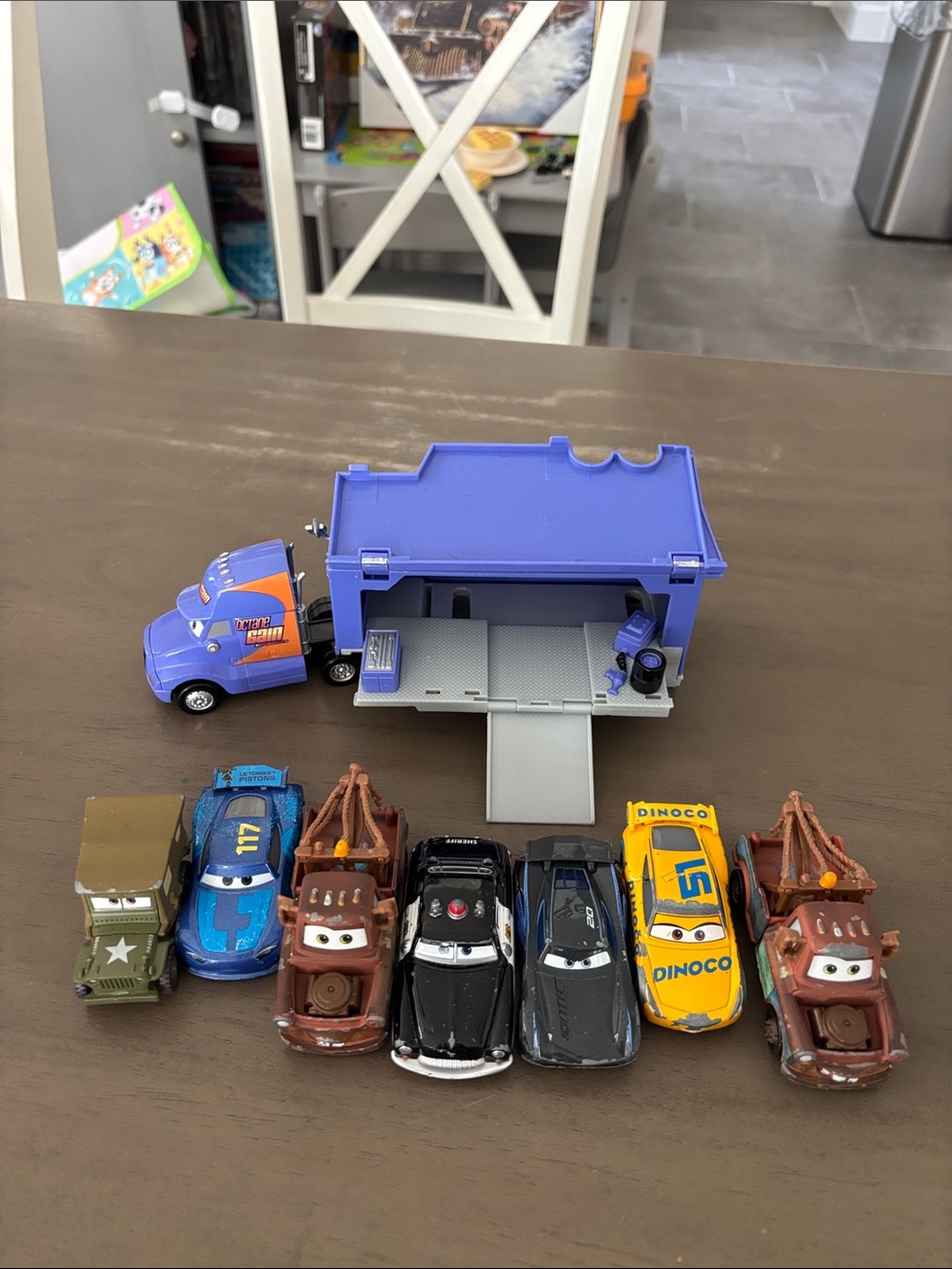 Disney Cars die-cast lot and hauler